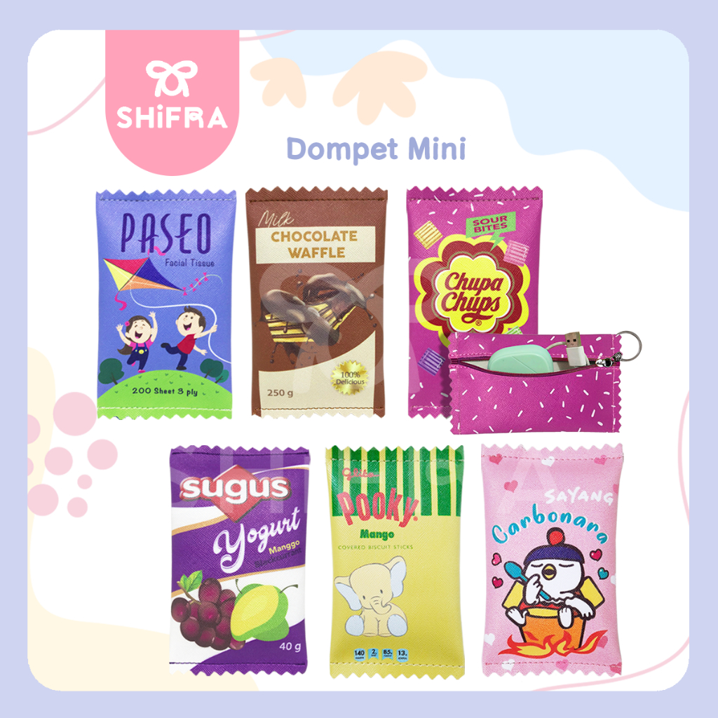 Shifra Dompet Mini Dompet Kecil Pouch Mini Wanita Kotak Snack Permen Makanan Lucu Kiyowo