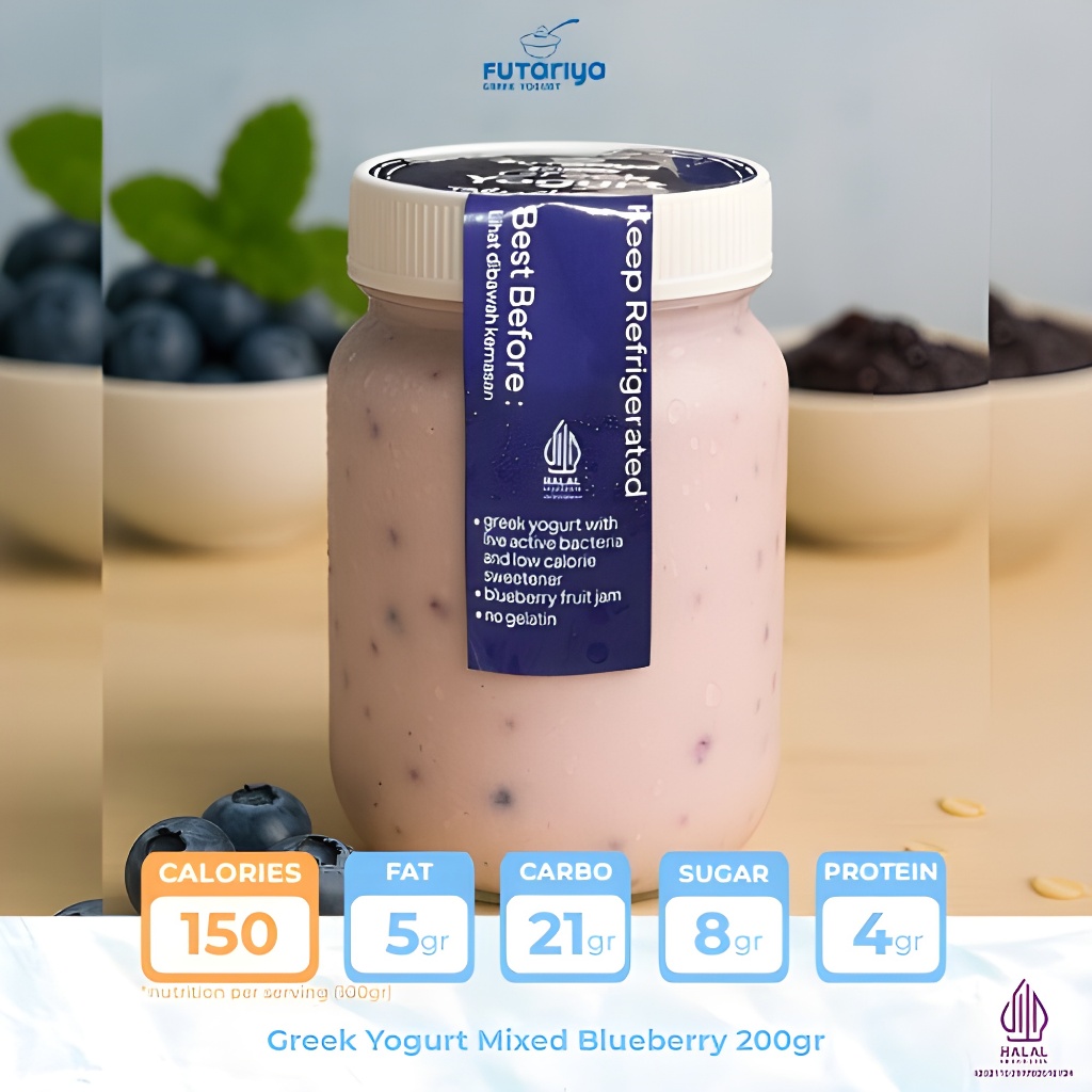 

FUTARIYA Greek Yogurt Mixed Blueberry - Live Active Probiotics Yogurt, Low Calorie