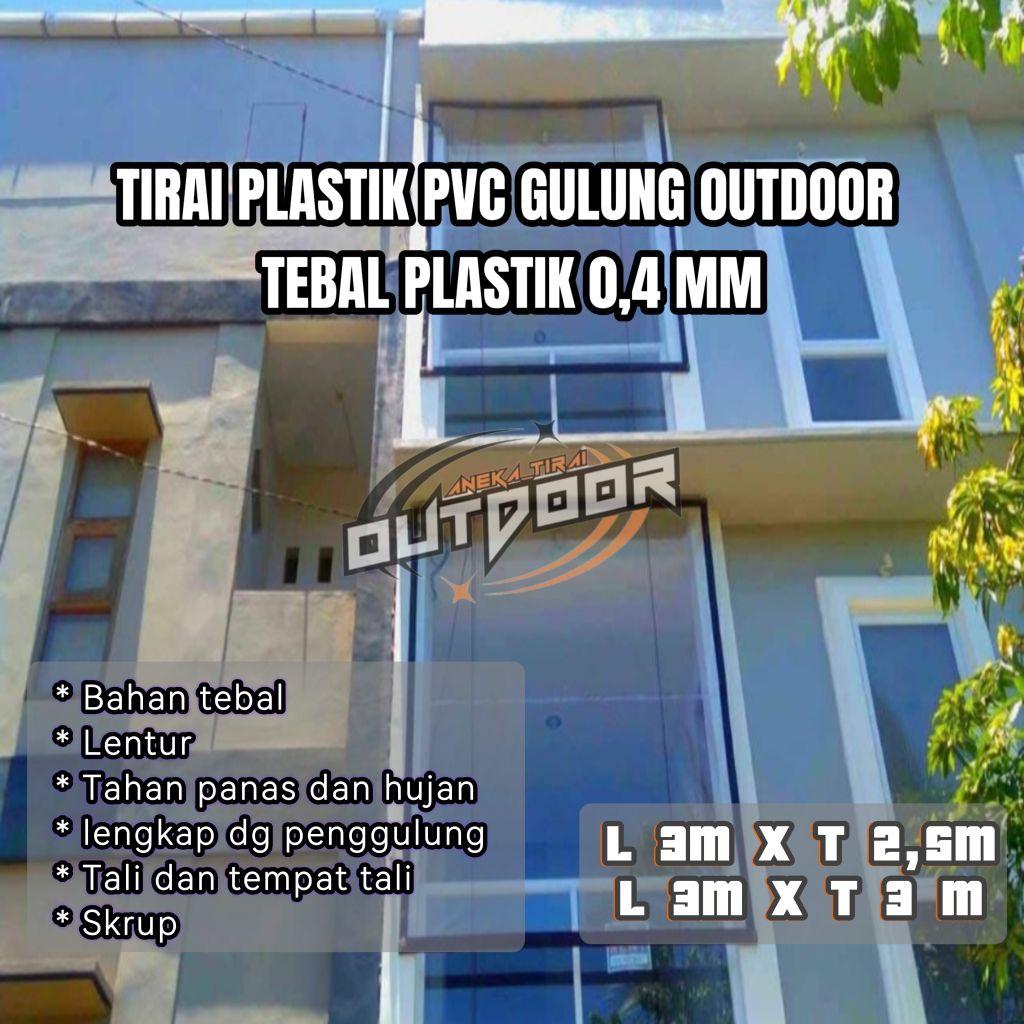 Tirai plastik pvc gulung lengkap dengan alat penggulung
