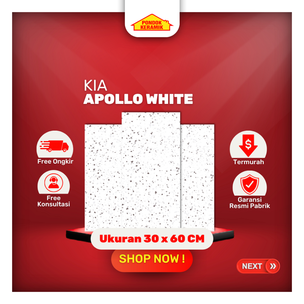 Keramik Dinding KIA 30x60 Apollo White Motif Putih Carara Glossy Motif Minimalis