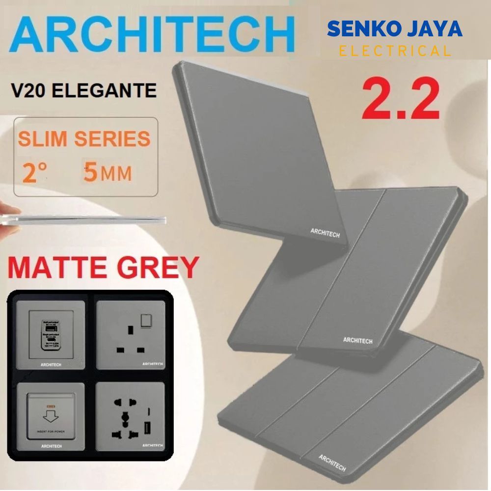 ARCHITECHSAKLAR LISTRIK / SAKELAR LAMPU ARCHITECH ELEGANTE V20 / saklar mewah / saklar modern / SAKL