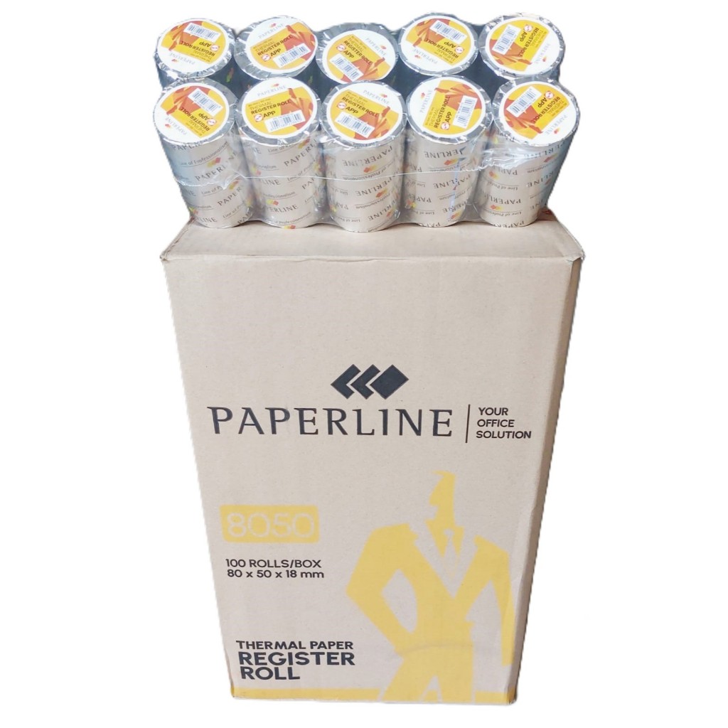 

1 karton 100rol Kertas Thermal Roll Kasir / Struk Kasir / Register Roll 80x50 mm Paperline
