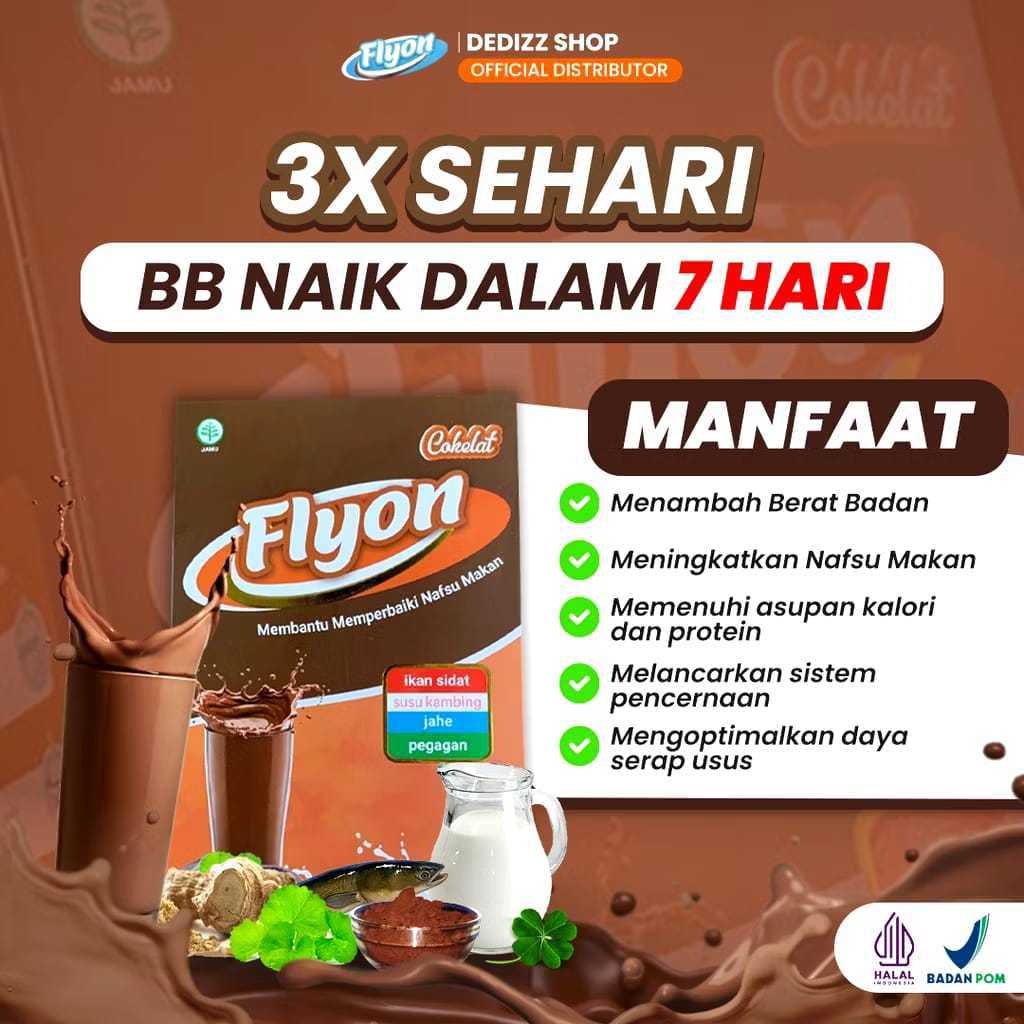 

DISKON KEMERDEKAAN! FLYON COKLAT Penggemuk Badan Penambah Berat Badan Tinggi Protein Kalsium Kalori
