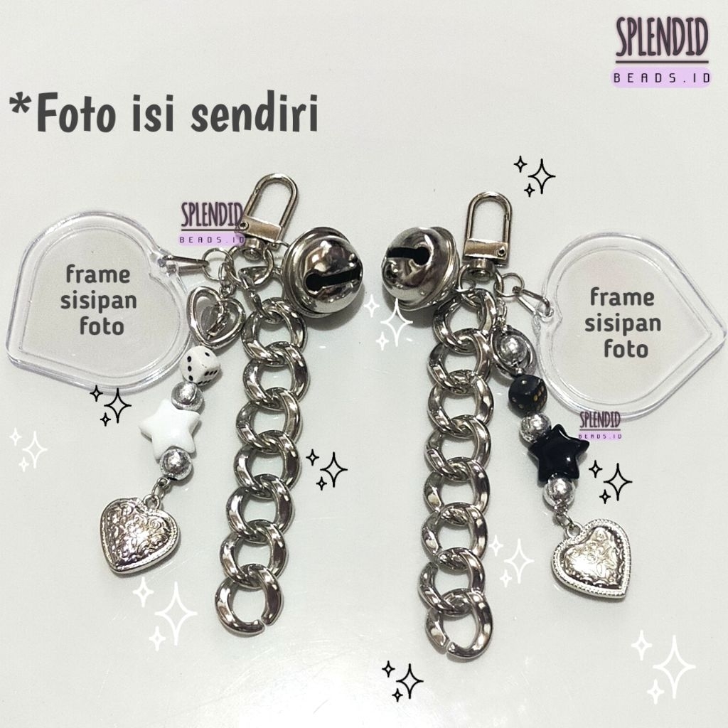 Gantungan Tas /Gantungan Kunci Bingkai Foto Couple | Gantungan Kunci Silver | Gantungan Tas Couple