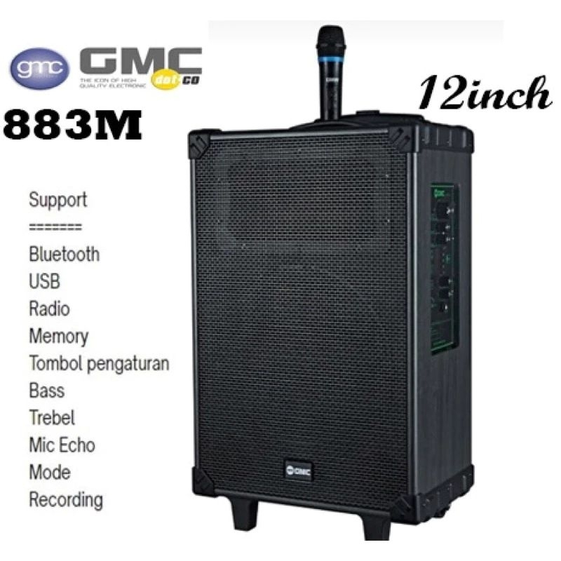 Speaker GMC 12 inch Bluetooth 883M 12 inch + Mic Wireless