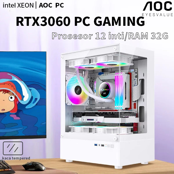 AOC PC12core/32G ram PC Gaming full set Desain Perakitan Desktop Rumah Komputer Kantor