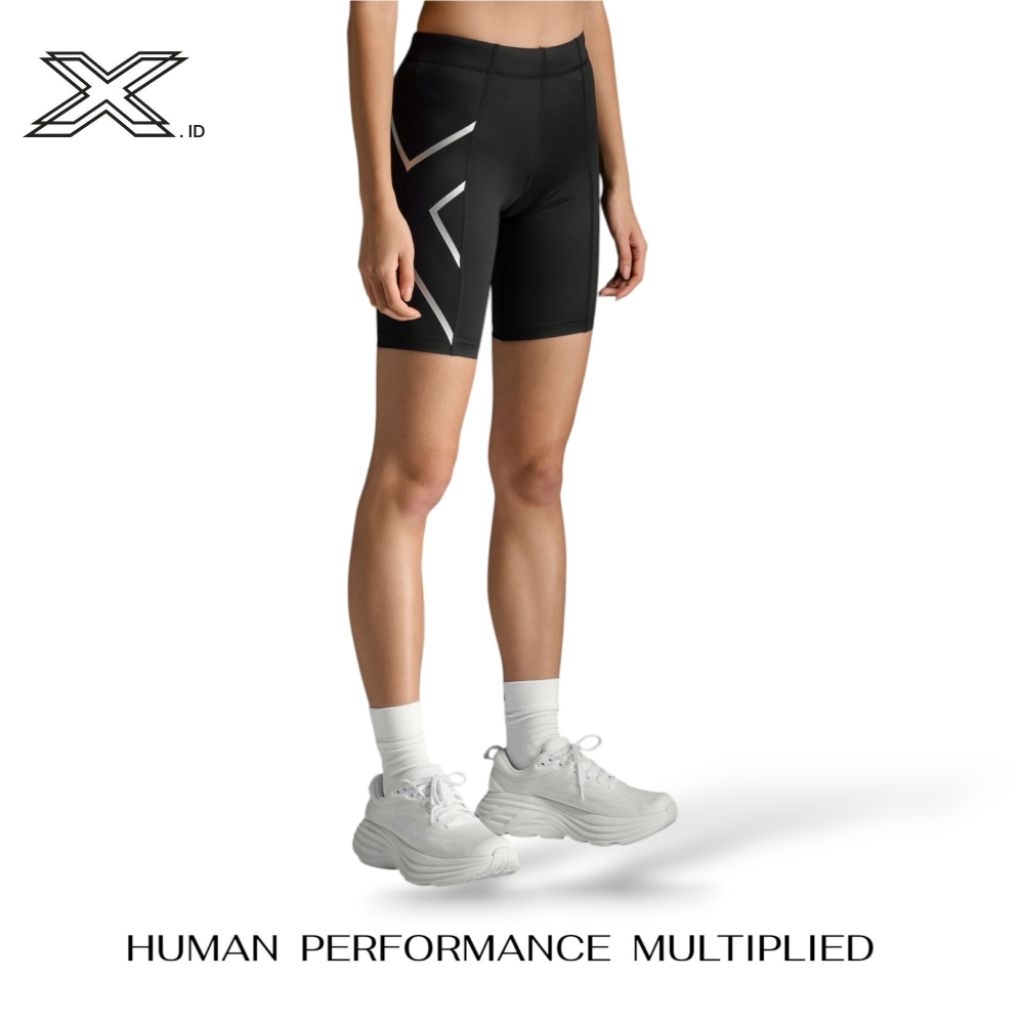 2XU Core Compression Short Womens Black Silver Reflective