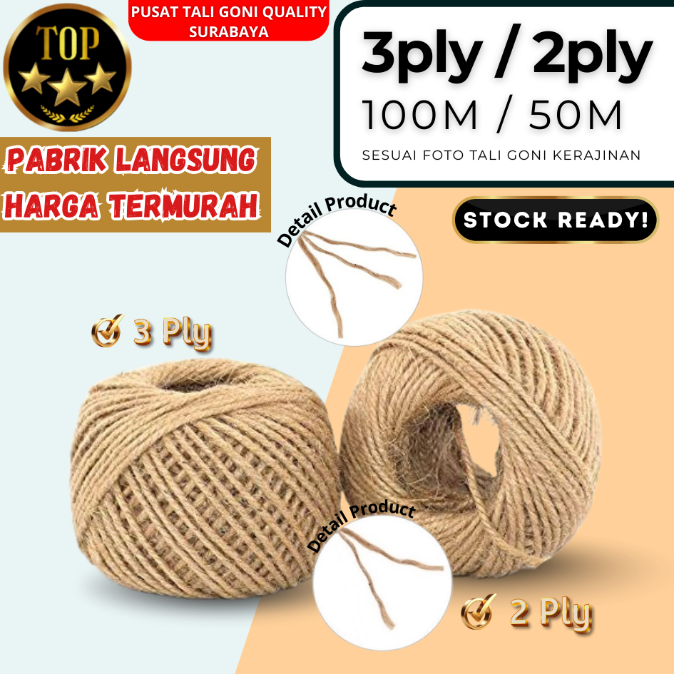 

(MIN 3PCS) AMS - Tali Rami / Tali Goni 2 Ply / 3 Ply Per 100 Meter Hangtag Diy