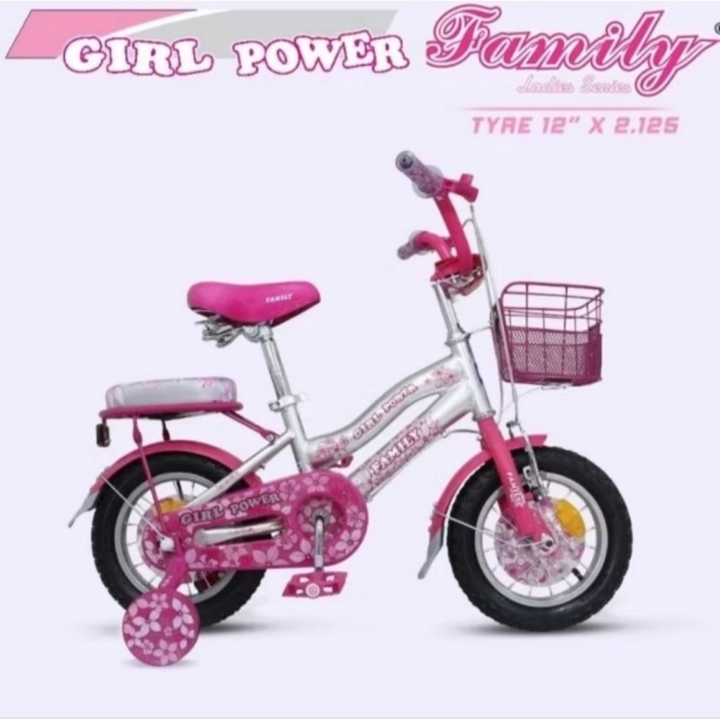 Sepeda Anak Mini Merek Family 12 inch , Lillies - Glamour -  Girl power  - Daisy.
