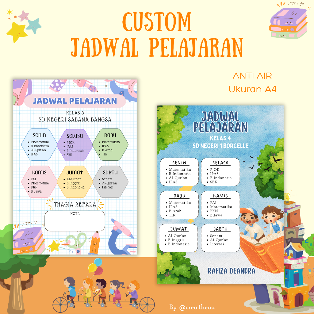 

(2) CUSTOM Jadwal Pelajaran Sekolah Lucu dan Estetik | Poster Jadwal Pelajaran Anak Kelas | Custom Nama Siswa dan Nama Sekolah