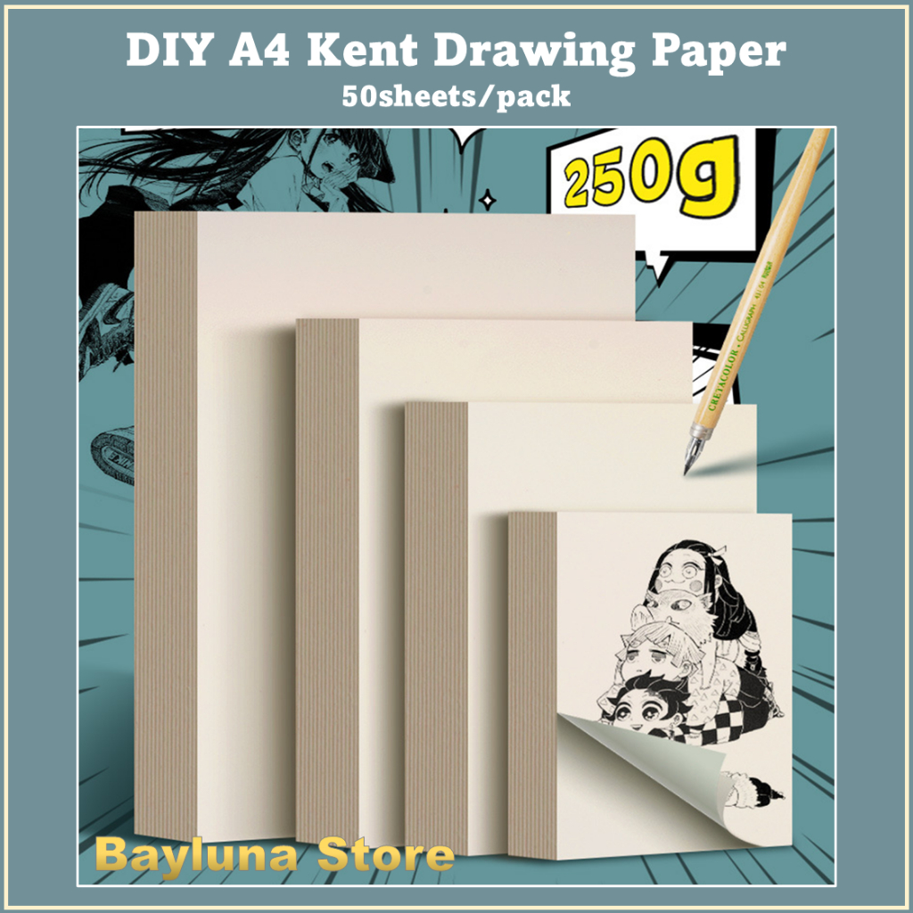 

BYL 50sheets/pack Kent Paper Multi-Purpose Drawing Paper, Sketch Paper White Cardboard Paper Hand-Written Thickened 250GSM #F06