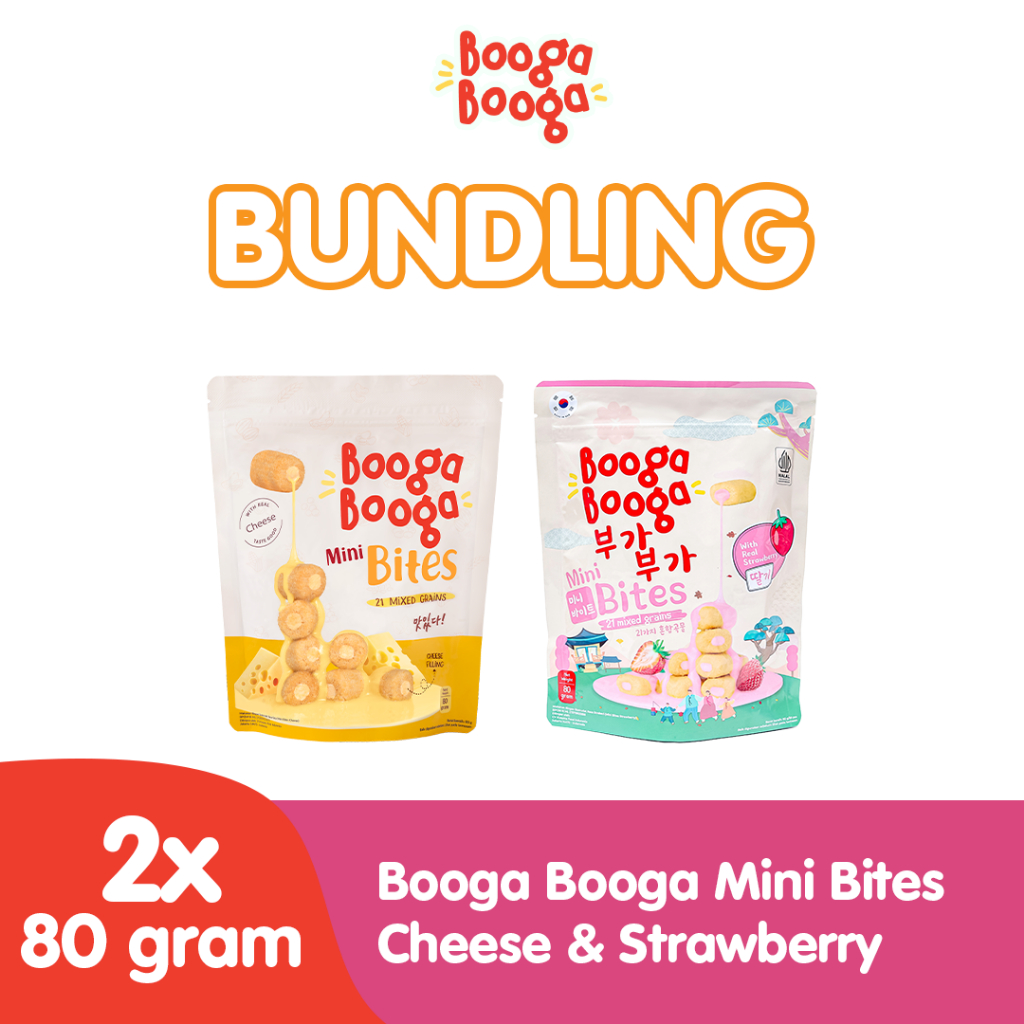 

Bundling Booga Booga Mini Bites Strawberry & Cheese [2 pcs] / Snack Cemilan Sehat / Healthy Snack