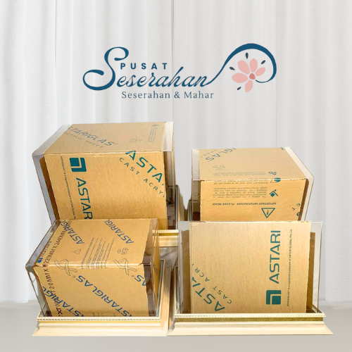 Kotak Seserahan Akrilik Cream Emas 1 Set Isi 4 – Soft & Elegant