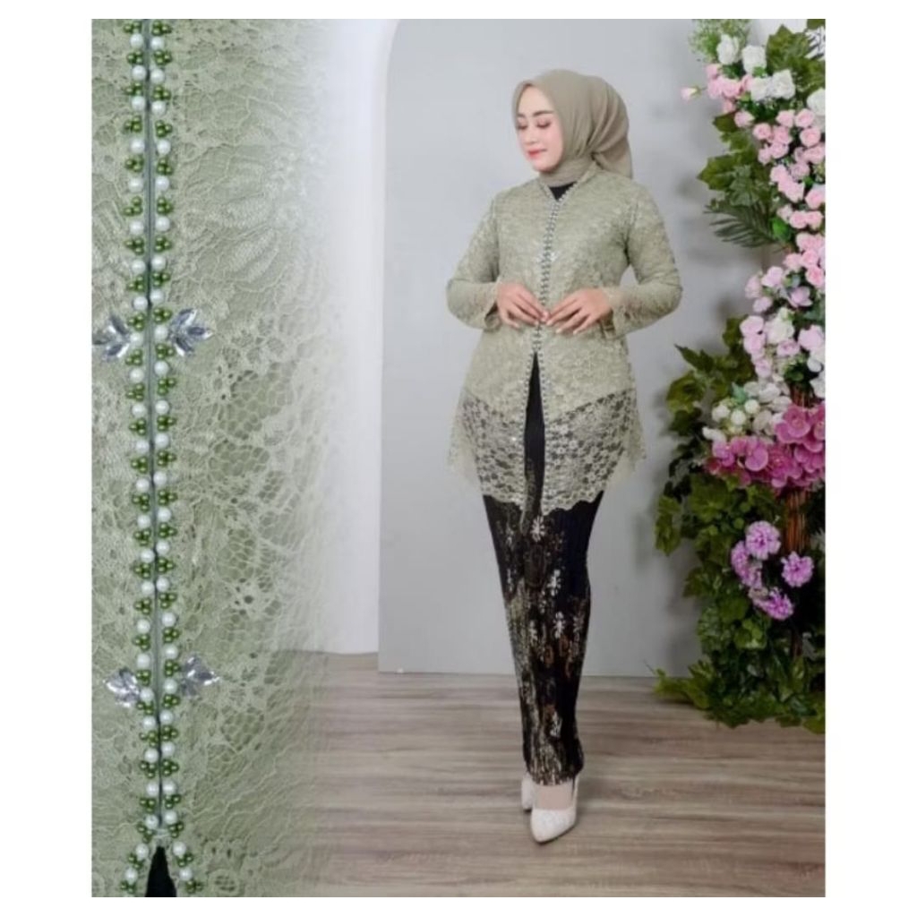 atasan kebaya encim brukat payet /kebaya jumbo LD 120-130/kebaya modern/kebaya wanita kekinian