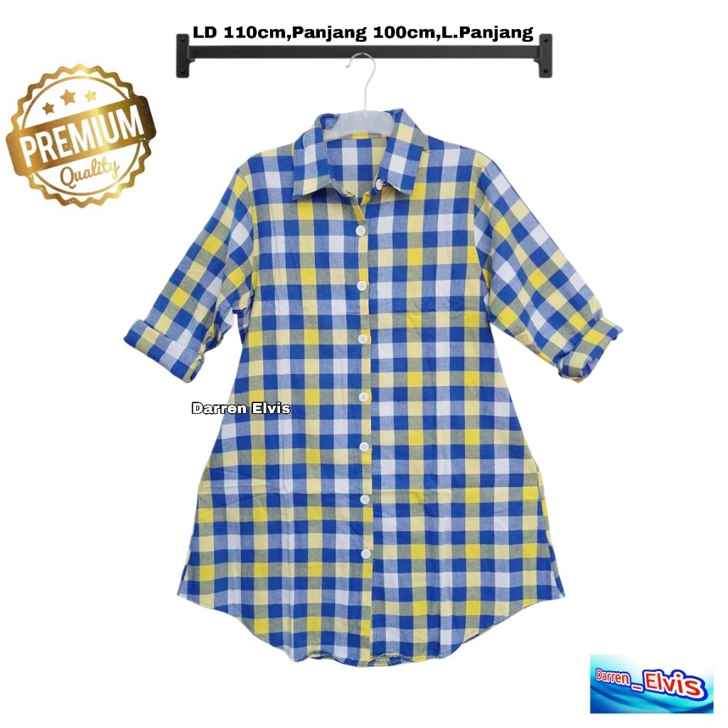 Tunik Wanita Flanel / Bahan Katun Flanel / Motif Kotak Polos