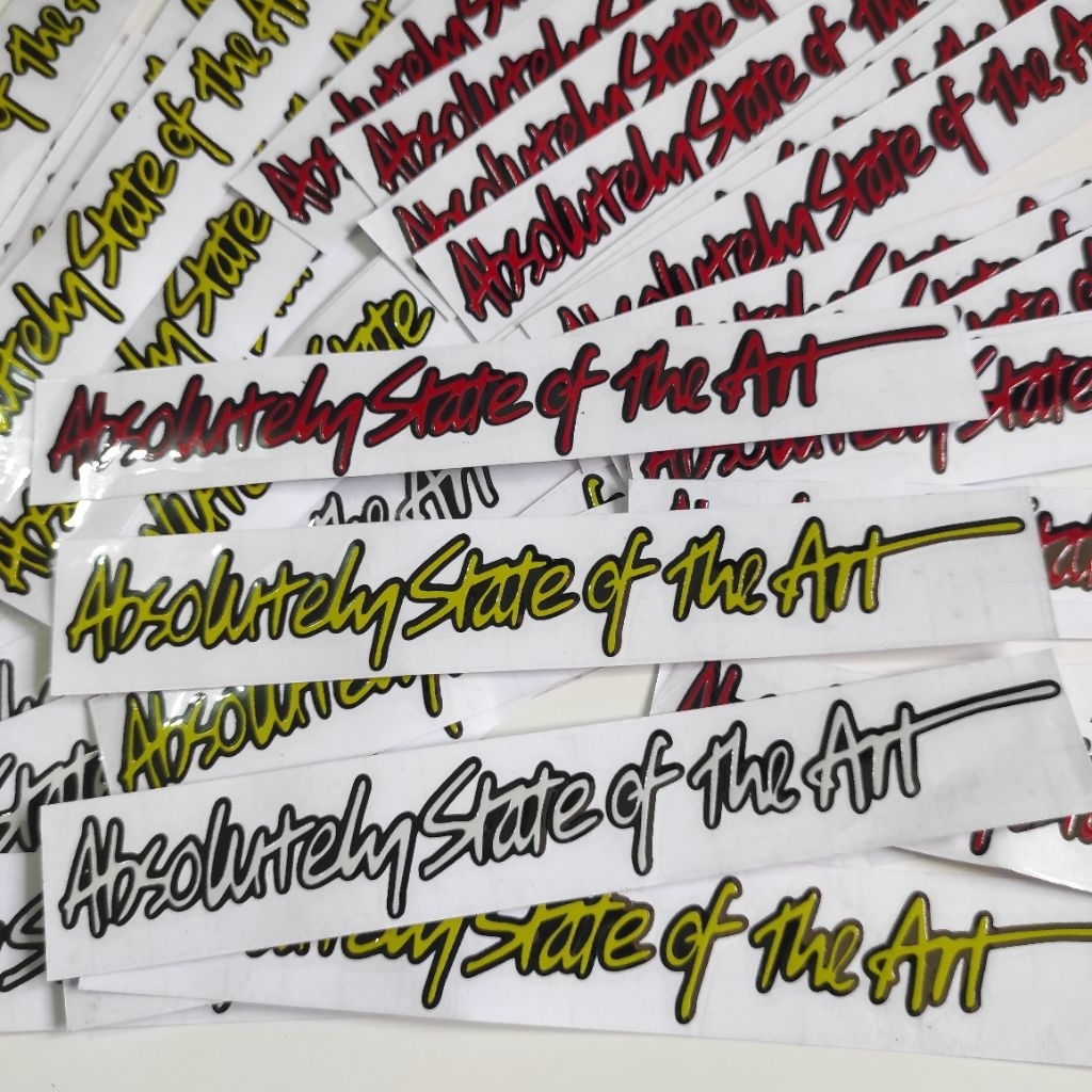 

STIKER TIMBUL UV DTF 3D ABSOLUTELY STATE OF THE ART 3 WARNA ANTI AIR MUDAH DITEMPEL