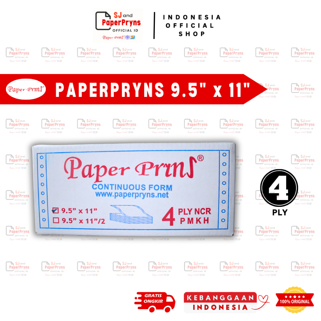 

PAPERPRYNS Kertas Continuous Form 9,5" × 11" (4 PLY) NCR Sheets