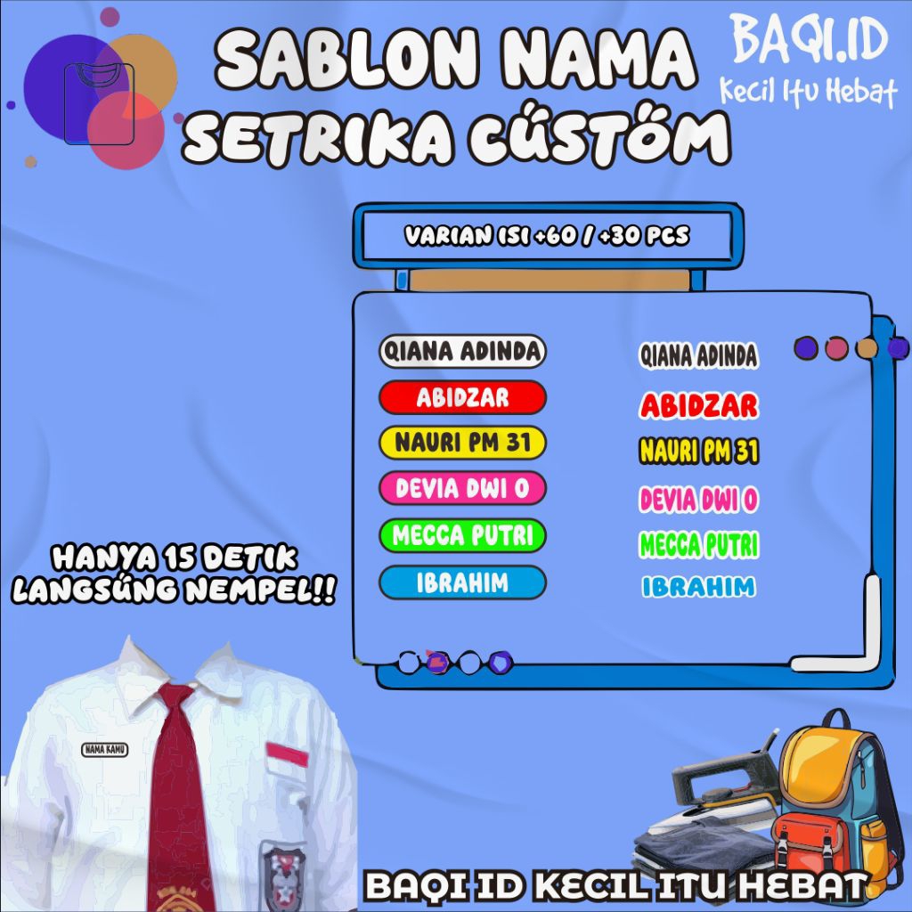 STICKER NAMA SABLON SETRIKA CUSTOM