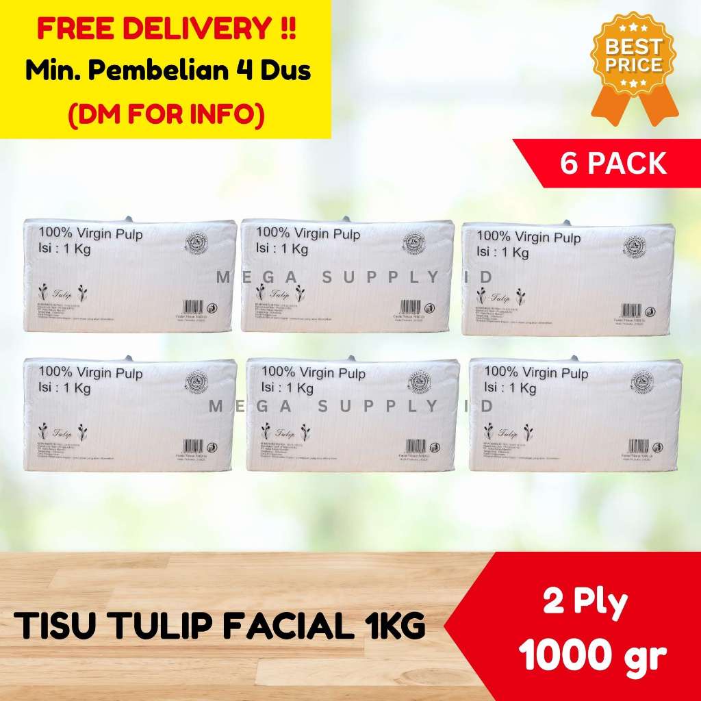 [GROSIR] TISU / TISSUE TULIP 1000 GR | TISSUE PULP KILOAN | TULIP Tissue Wajah 1000gr [6PACK]