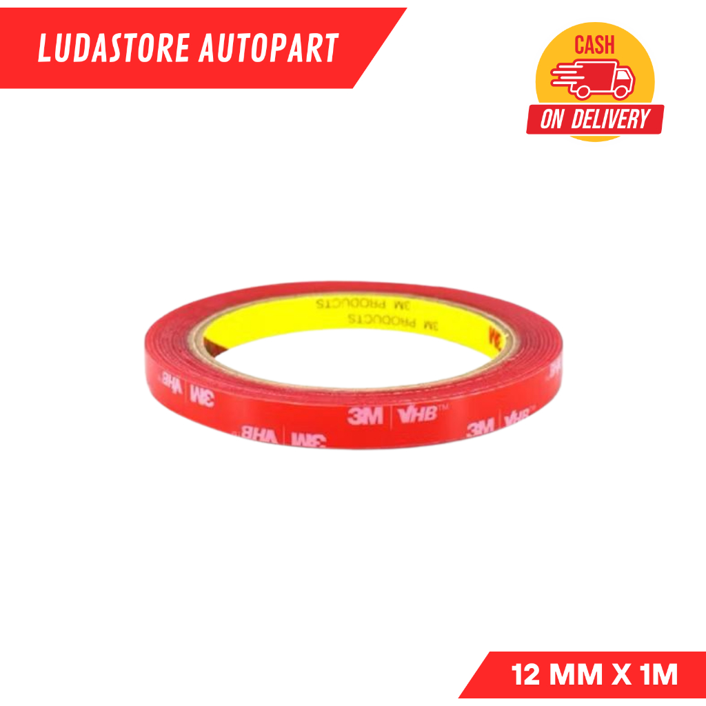 Double Tipe Lem 3M 12 mm x 1 M / Lem 3M Merah