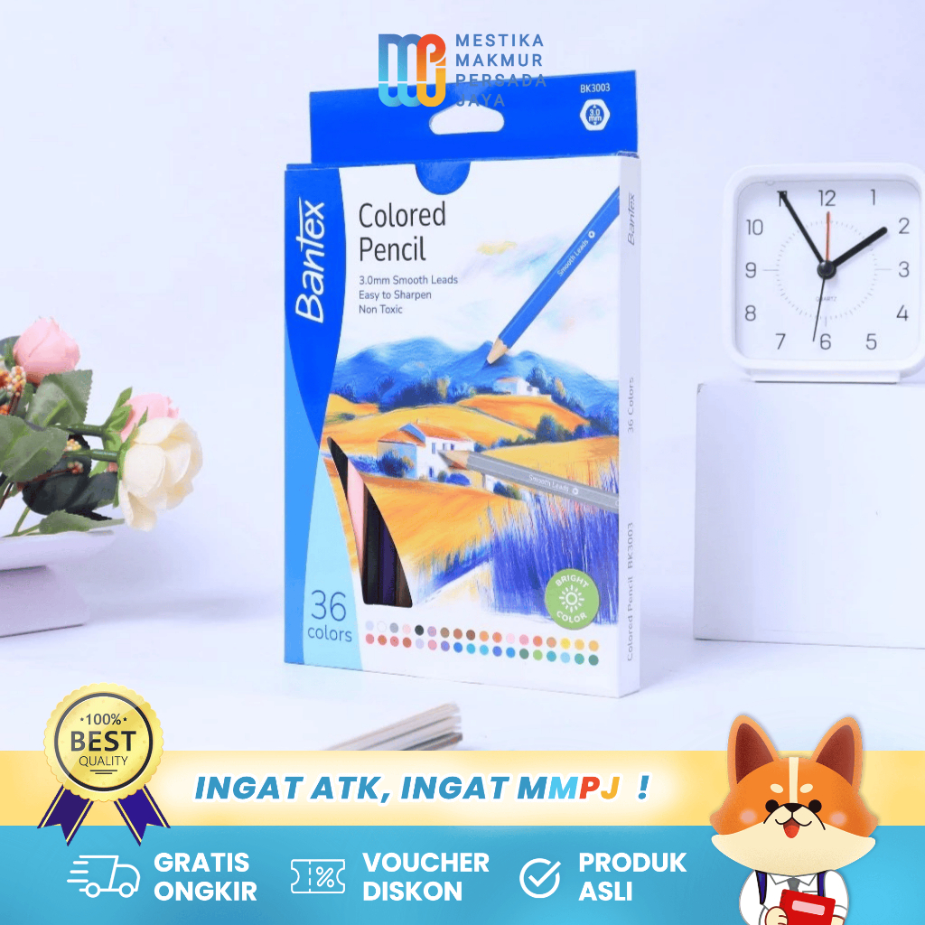 

Bantex Pensil Warna 3.0 mm Hexagonal Bahan Kayu Poplar - Isi 36 Warna BK3003