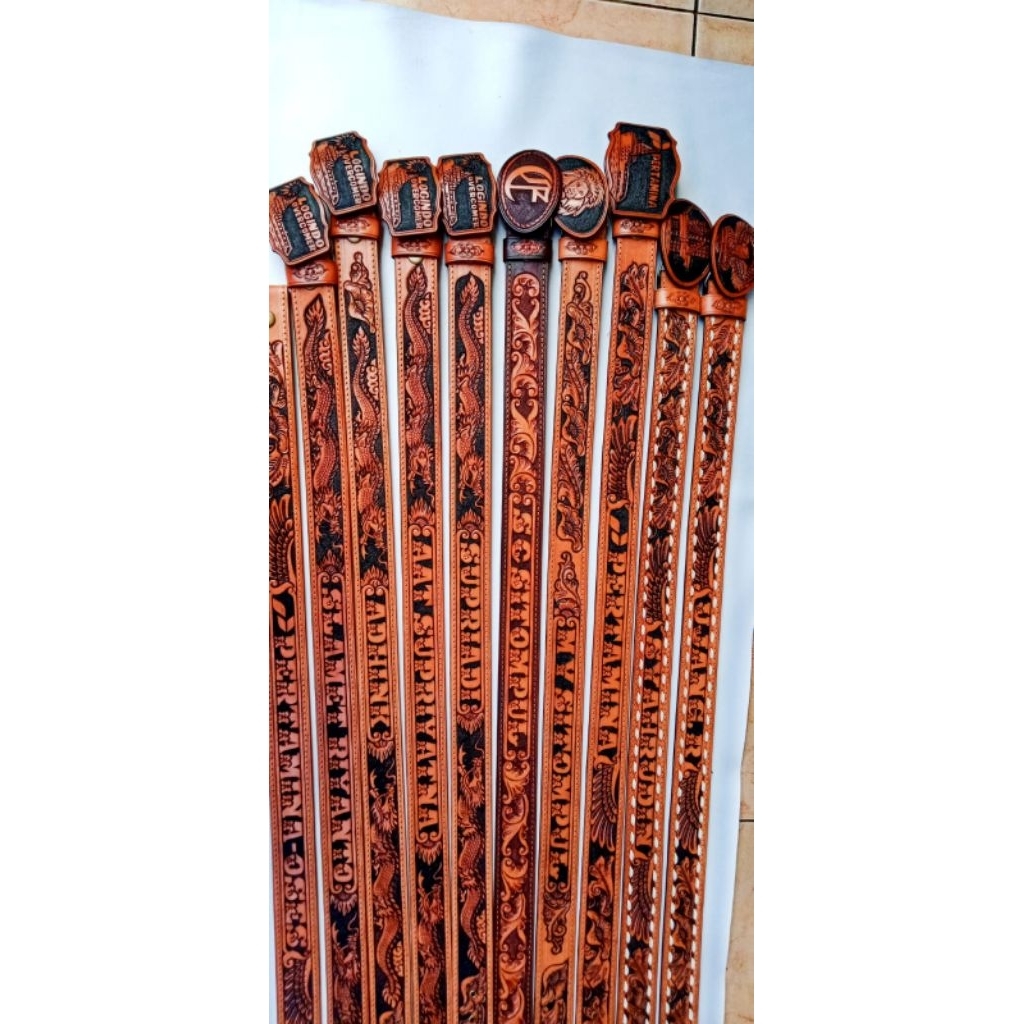 Sabuk Ukir Kulit Asli