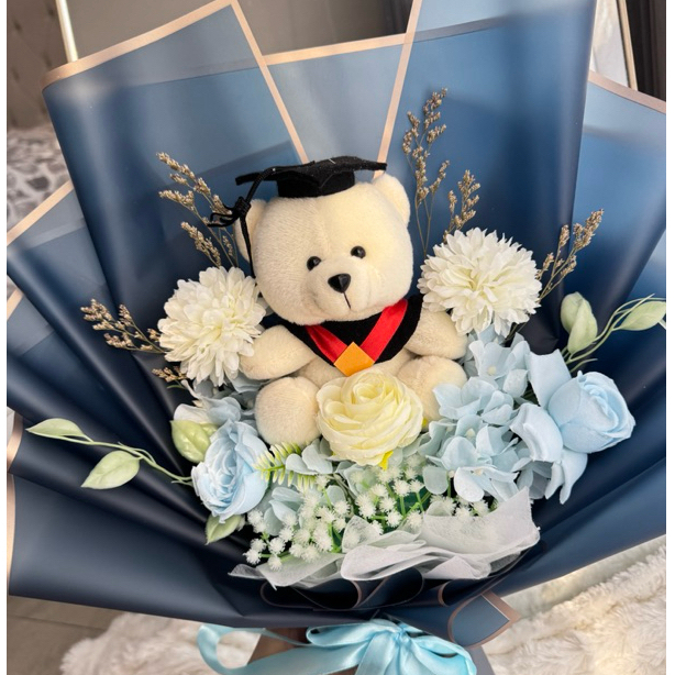 [READY STOCK | URGENT ORDER] Lantana Florist | Flowers Bouquet Artificial For Him With Teddy Bear | 