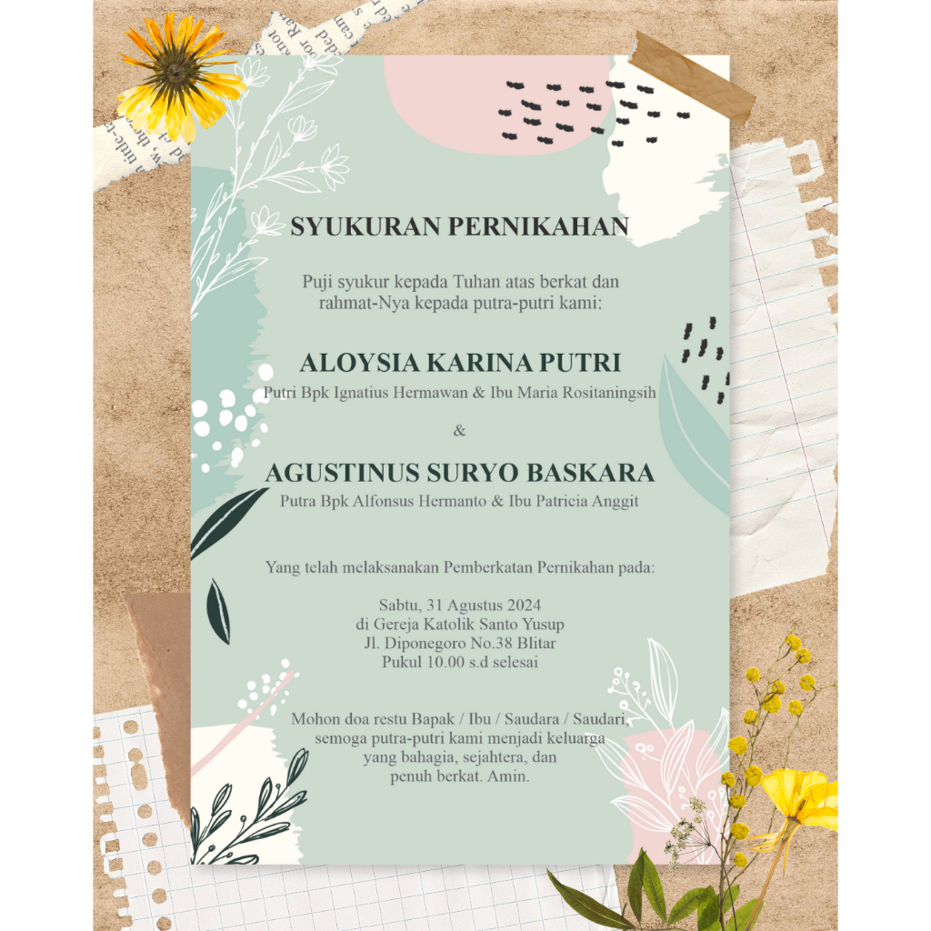 Kartu Ucapan Syukuran Pernikahan / Kartu Tasyakuran Pernikahan / Kartu Ucapan Pernikahan / Kartu Ham