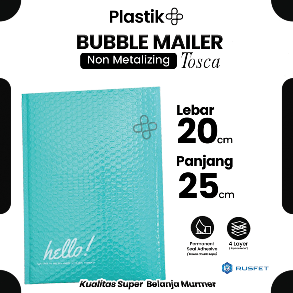 

Amplop Bubble Mailer Tosca 20 x 25 cm Rusfet Premium Satuan / Ecer Murah Hello Series