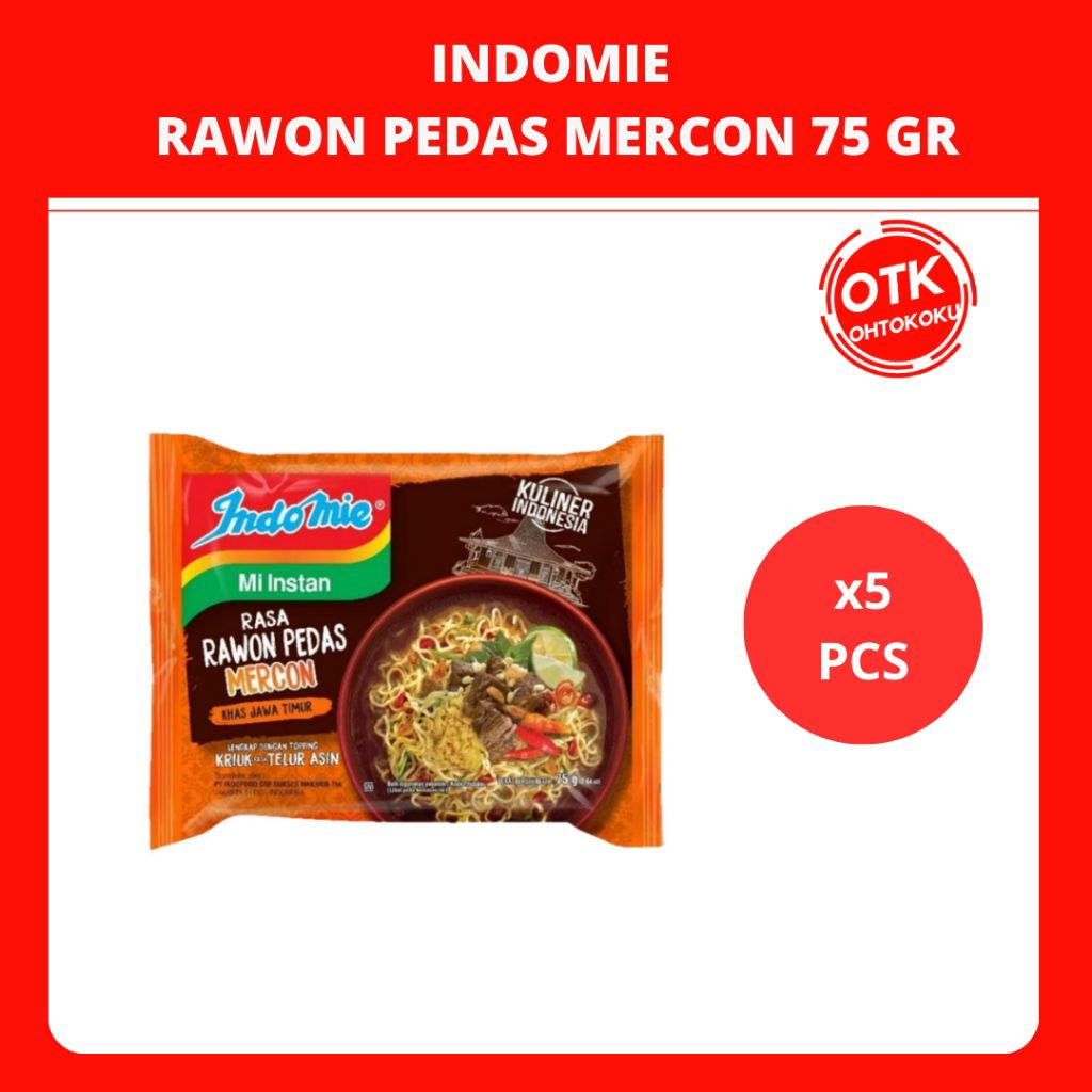

Indomie Mi Instan Rasa Rawon Pedas Mercon 75 gr x 5 pcs