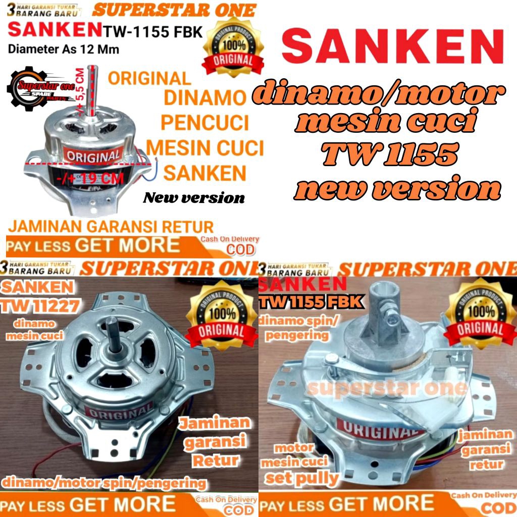 Dinamo/motor mesin cuci 2 tabung sanken TW 1155/TW-1155 NEW VERSION