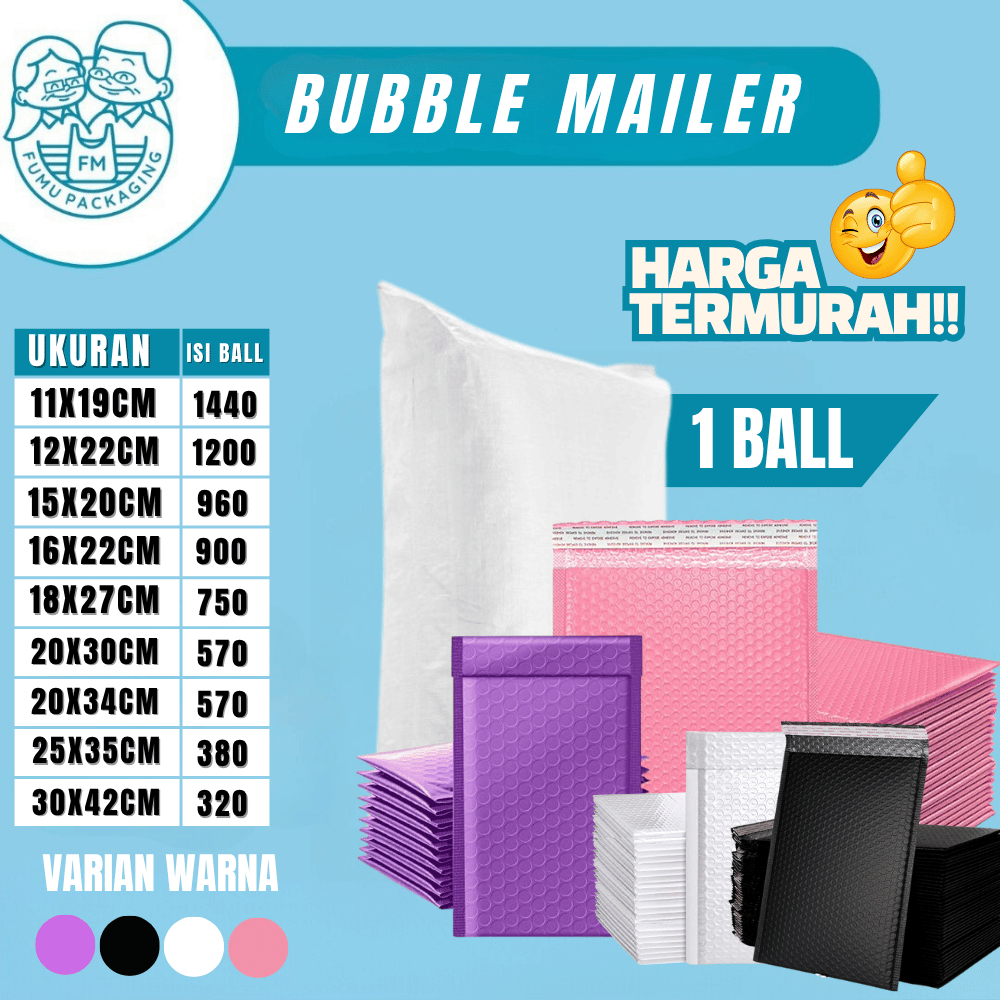 

Bubble mailer /Amplop Bubble/ Bubble Bag / Polybubble Rusfet /Bubble Packing Lem kuat 1 Koli/1 Ball