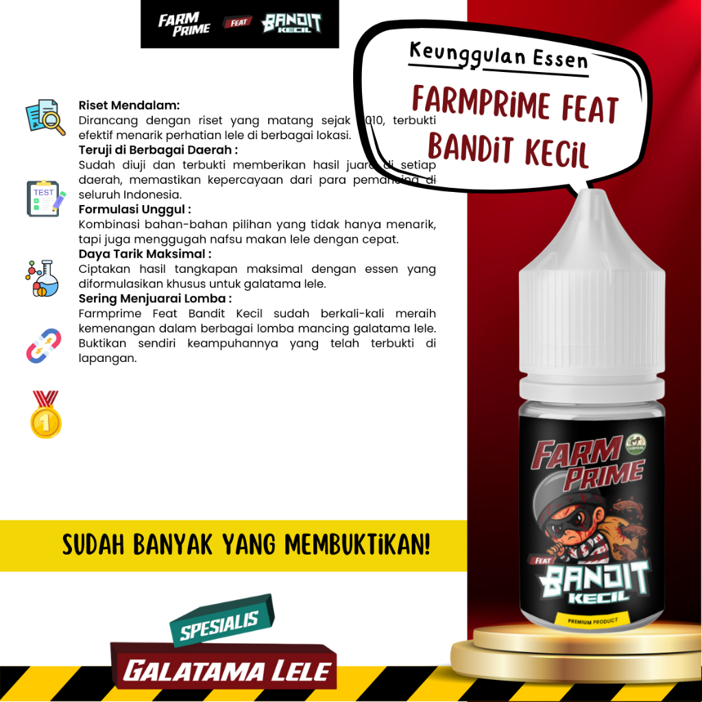 FarmprimeXBandit essen Ikan Lele ( L ) 30ML Babon 2PCS Untuk Siang dan Malam Hari Kolam Galatama Har