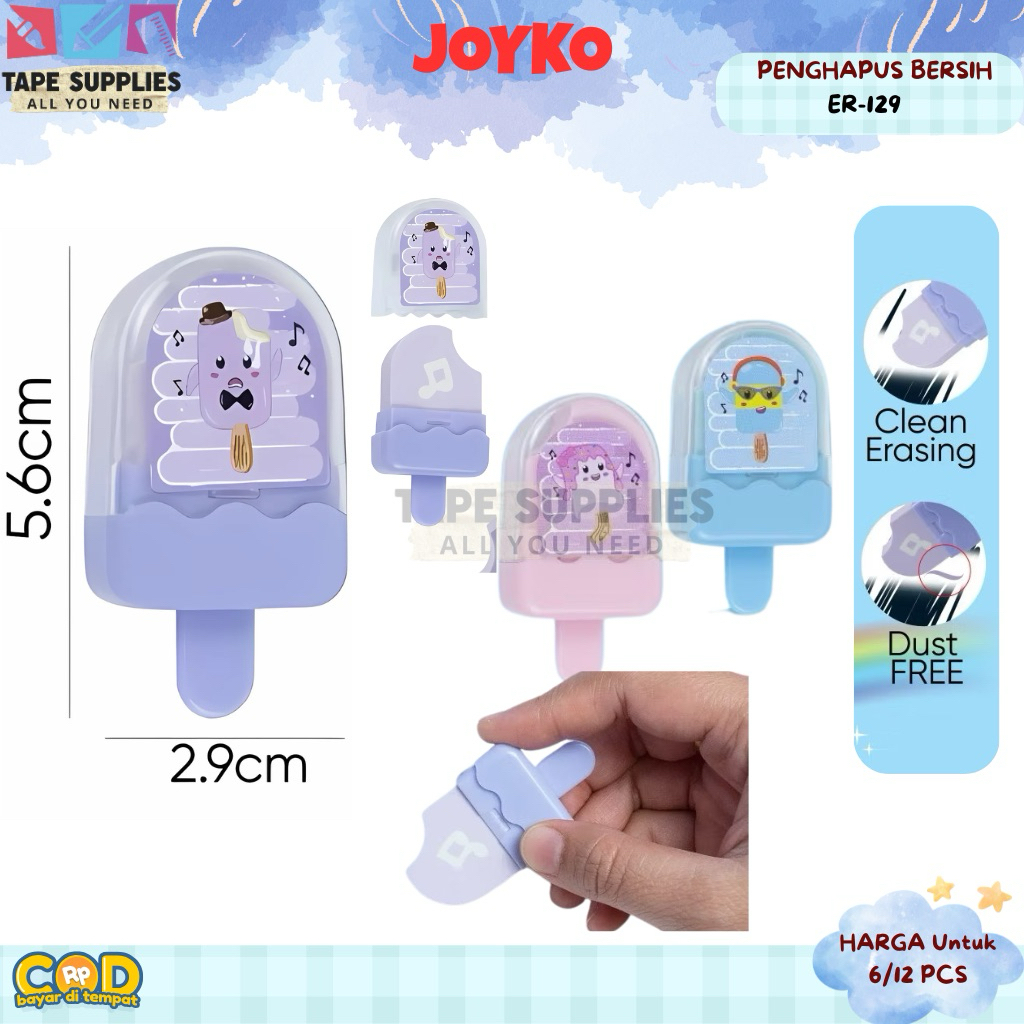 

(6/12 PCS) Penghapus Joyko ER-129 Ice Pop / Eraser Elastis Bebas Debu