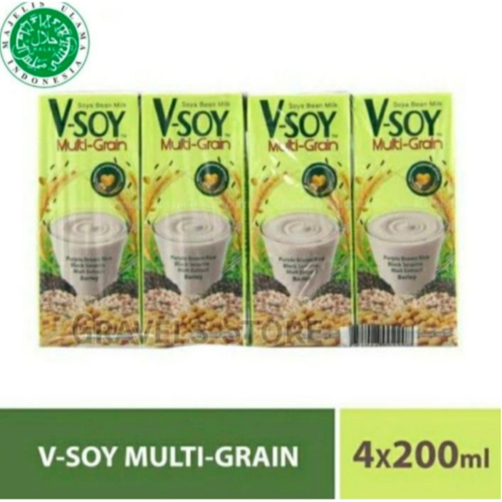

1 pack 4pcs 200ml Vsoy Milk Susu Kedelai Multi grain Exp. Mei 2026