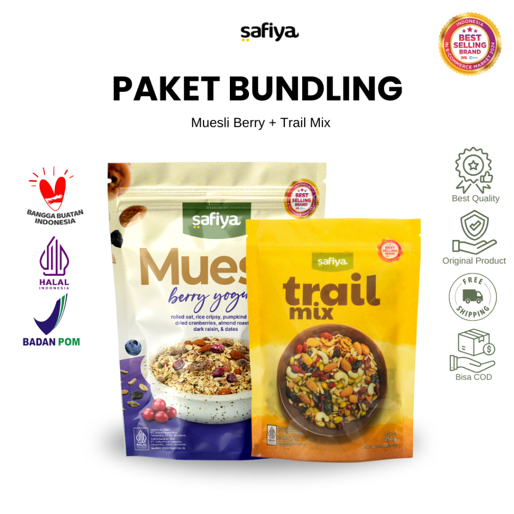 

Safiya Paket 2in1 Trail Mix 500 Gram + Muesli Sereal Sarapan Premium