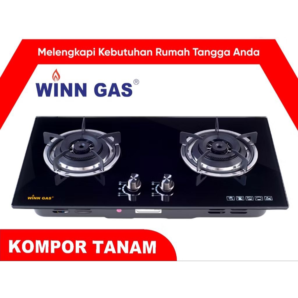 WINN GAS  W 777  WINN GAS KOMPOR  TANAM  KACA  2 TUNGKU W-777