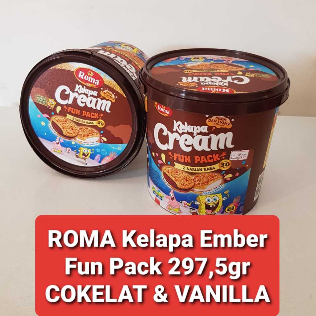 

ROMA Kelapa Fun Pack Chocolate & Vanilla Ember 297.5gr / ROMA Kelapa Fun Pack Vanilla Ember 297,5 gr / ROMA Kelapa Fun Pack Chocolate Ember 297,5 gr