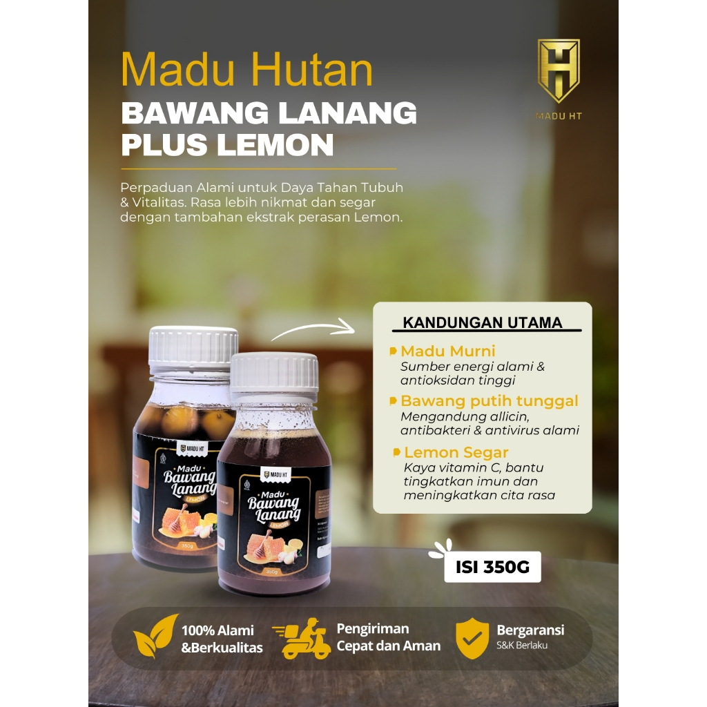 

Madu HT Honey Madu Bawang Tunggal Lanang Plus Lemon Premium 350G