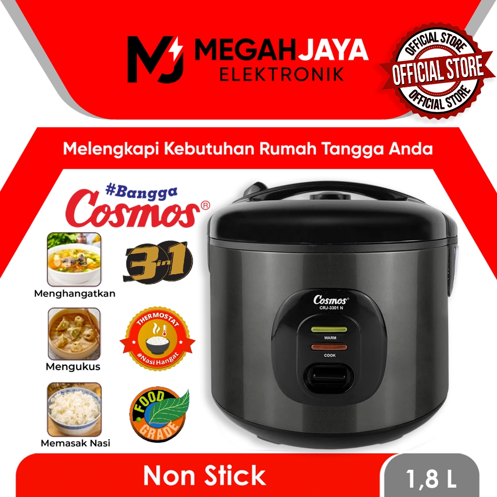 [COD READY] COSMOS RICE COOKER / MAGIC COM CRJ3301 N BLACK SERIES / CRJ 3301N BLACK/ CRJ-3301 NB
