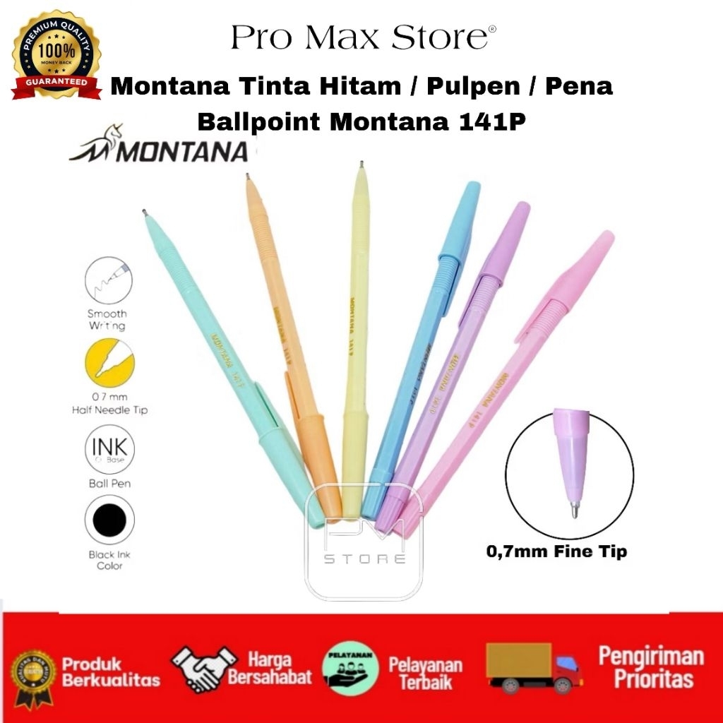 

PM - (5pc) Pena Montana Tinta Hitam / Pulpen / Ballpoint Montana 141P black Pen Original