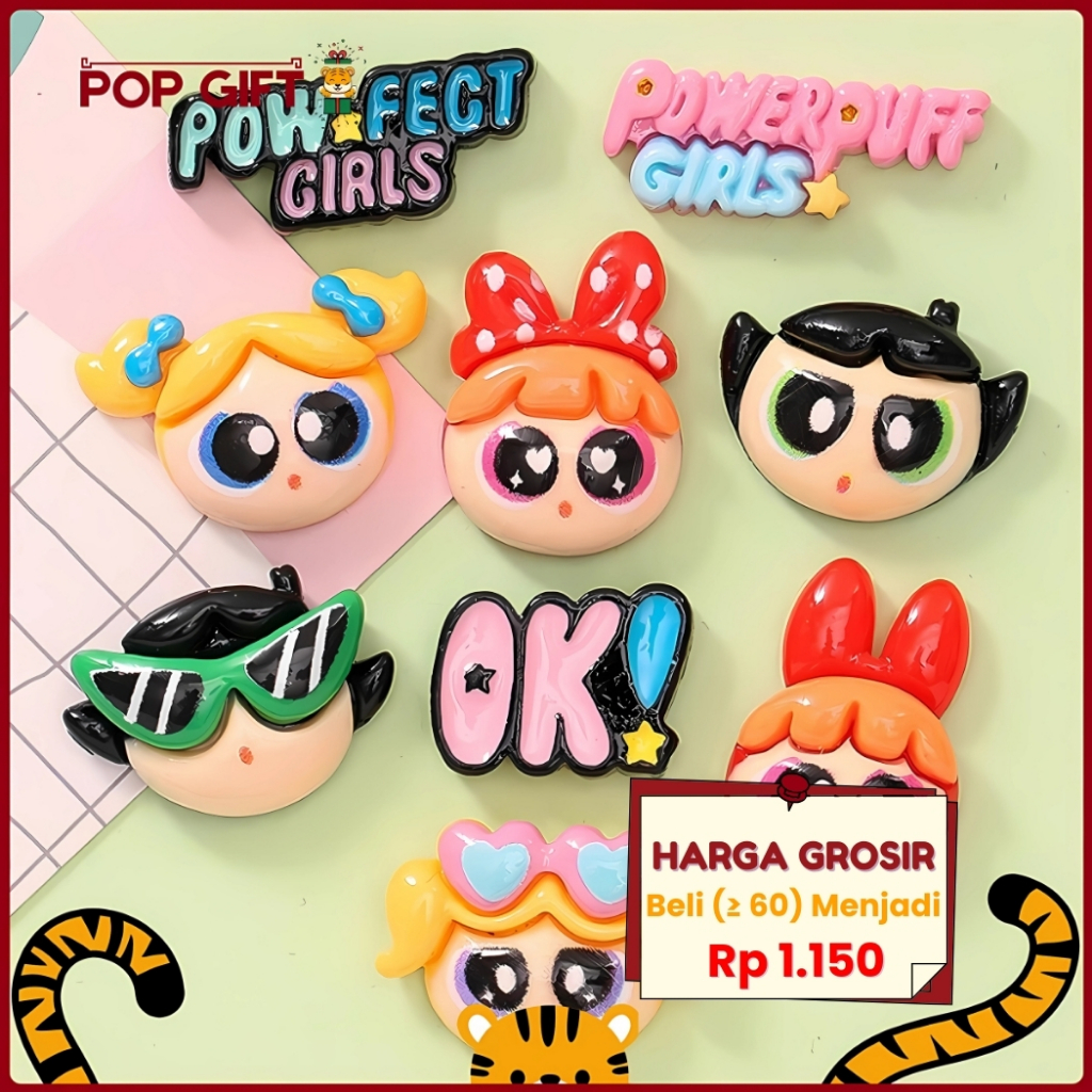 

PG Clay Bros Pin Stiker 3D Aksesoris DIY Gantungan Botol Minum Karakter Powerpuff Girls Dekor 3D-022