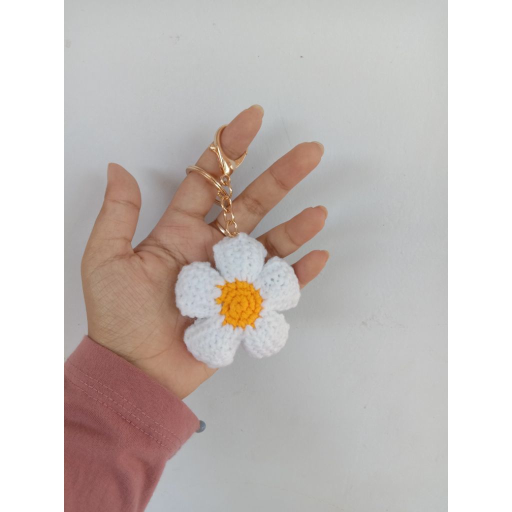 Gantungan Tas Bunga Daisy Rajut | Ganci Bunga Daisy Rajut | Amigurumi Bunga Daisy