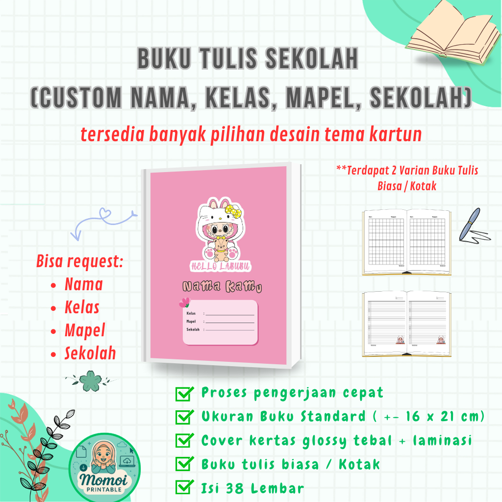 

Buku Tulis Custom Termurah buku tulis kotak tema kartun doraemon cinnamoroll labubu sanrio lucu