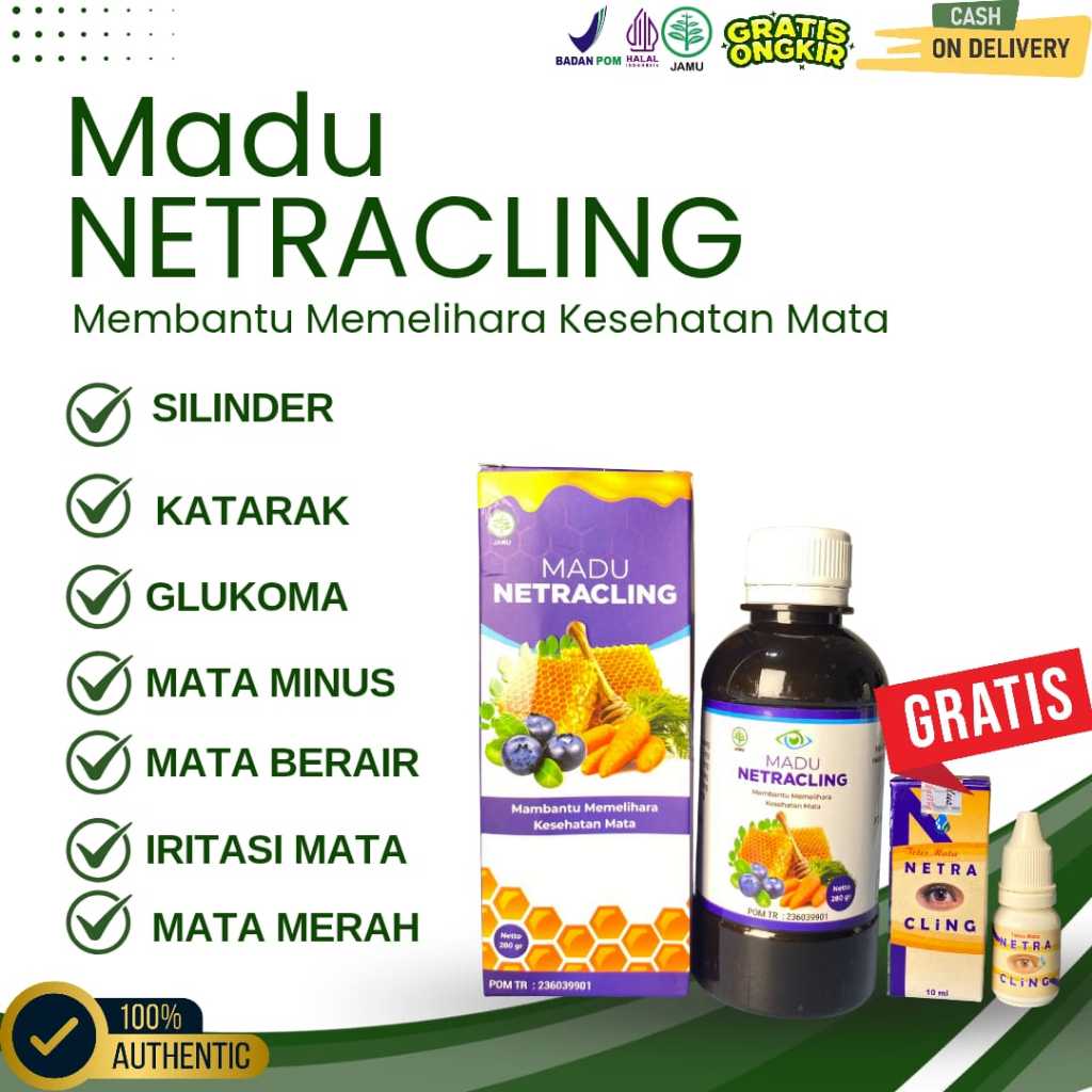 

Madu Netracling 280 gram Free Tetes Mata Netracling - Mata katarak, Minus, Silinder, Glukoma