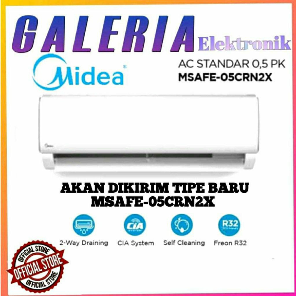 AC MIDEA MSAF-05CRN2 / MSAF05CRN2 AC SPLIT 1/2 PK STANDARD R32