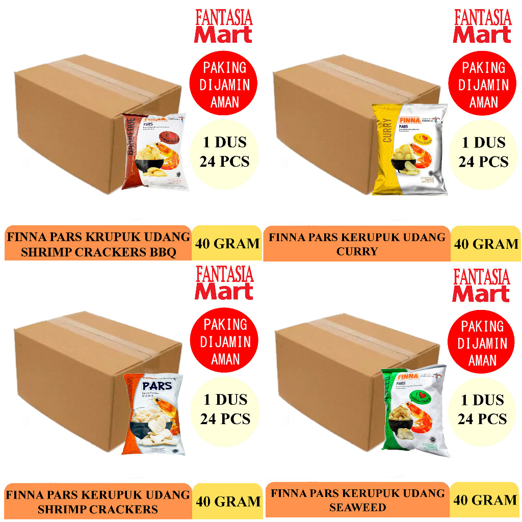 

FINNA PARS KRUPUK UDANG 40 GRAM ANEKA RASA DUS ISI 24 PCS FANTASIA DENGAN PAKING AMAN