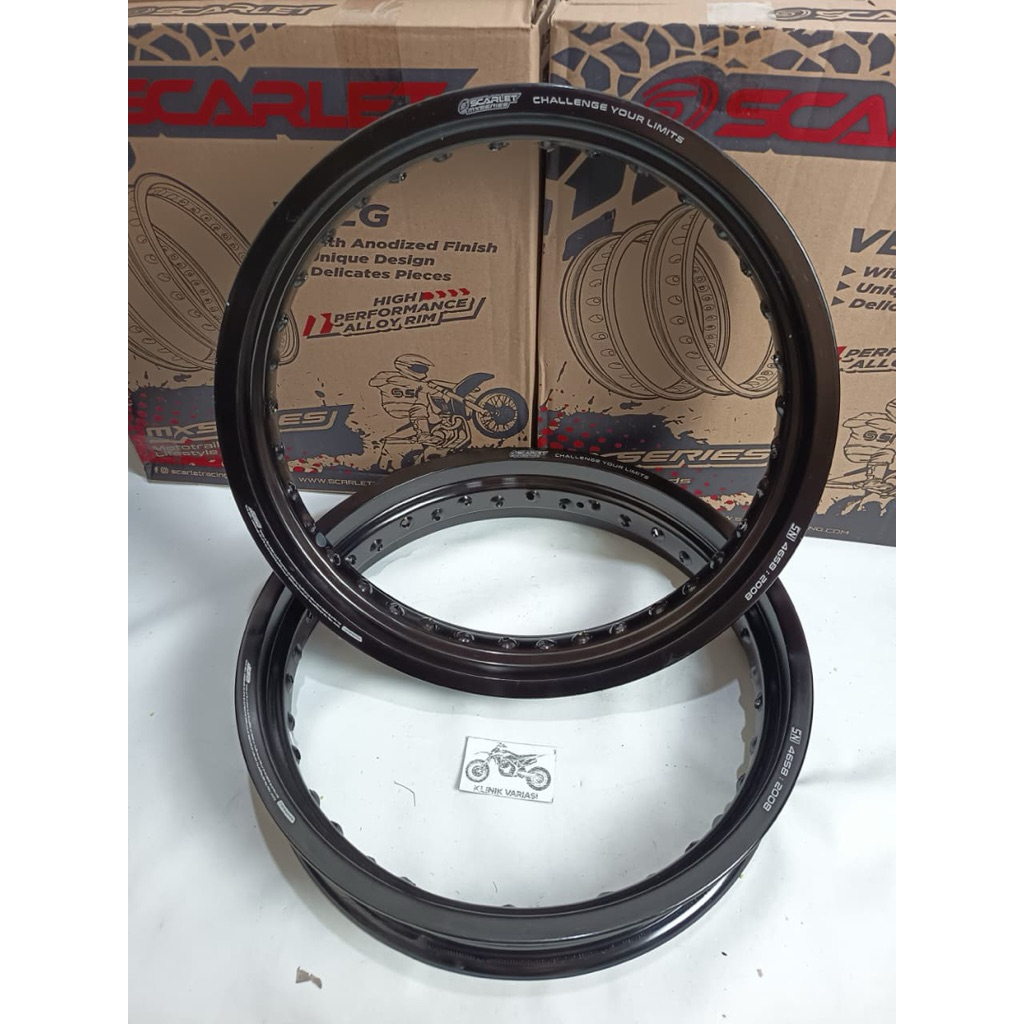 Velg pelek velek SCARLET supermoto 250-300 dan 300-350 ring 17 set depan belakang H36 MT SHAPE klx c