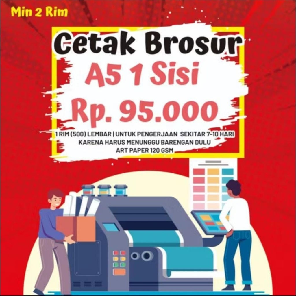 

Cetak Brosur/Flayer A5 || Ap 120 (1 sisi) min.2 rim