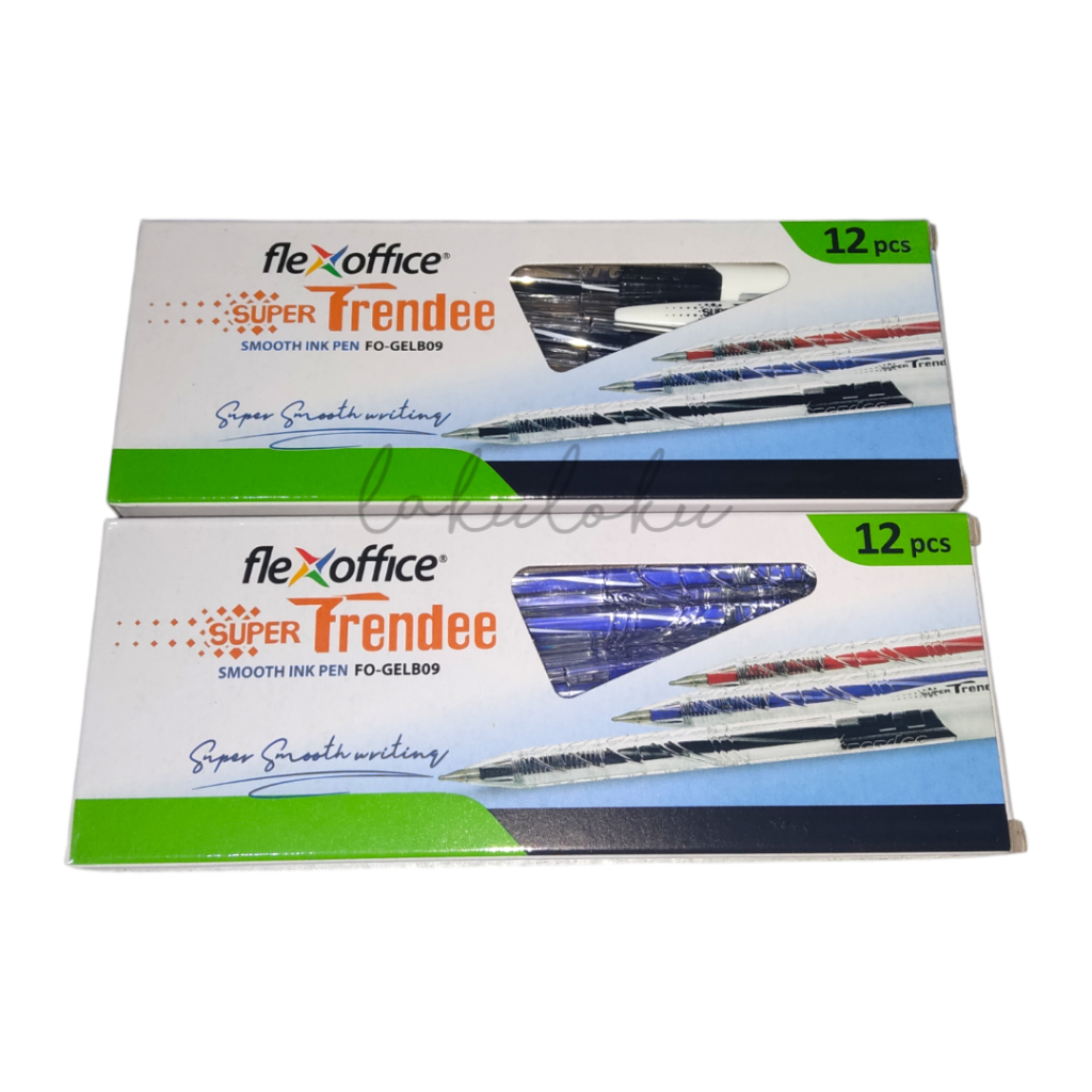 

(1 PAK) Bolpoin Trendee Flexoffice Tinta Hitam & Biru 0.6 mm